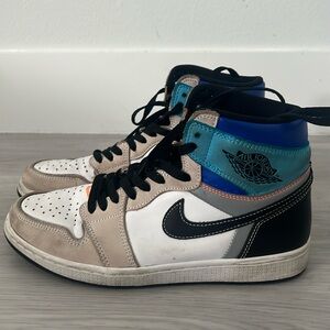 Nike Air Jordan 1 High Top Sneakers in White, Black, Beige, Teal, Blue